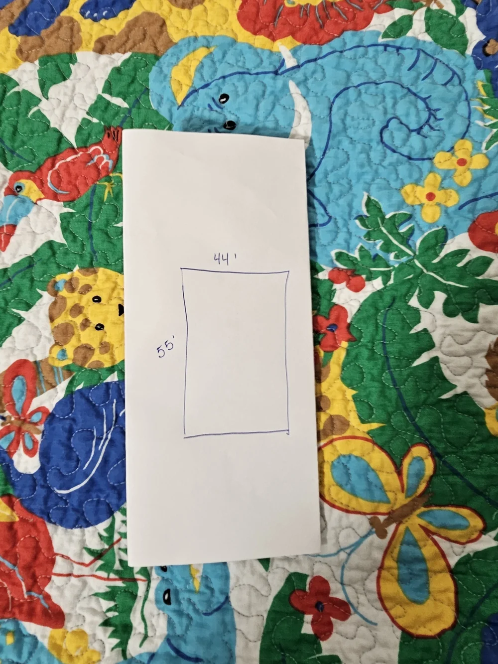 Reversible Crib Quilt Jungle Safari Animals Multicolor with Blue Backing